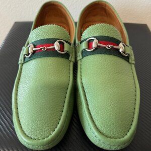 Gucci Leather Horsebit Driver - Light Green